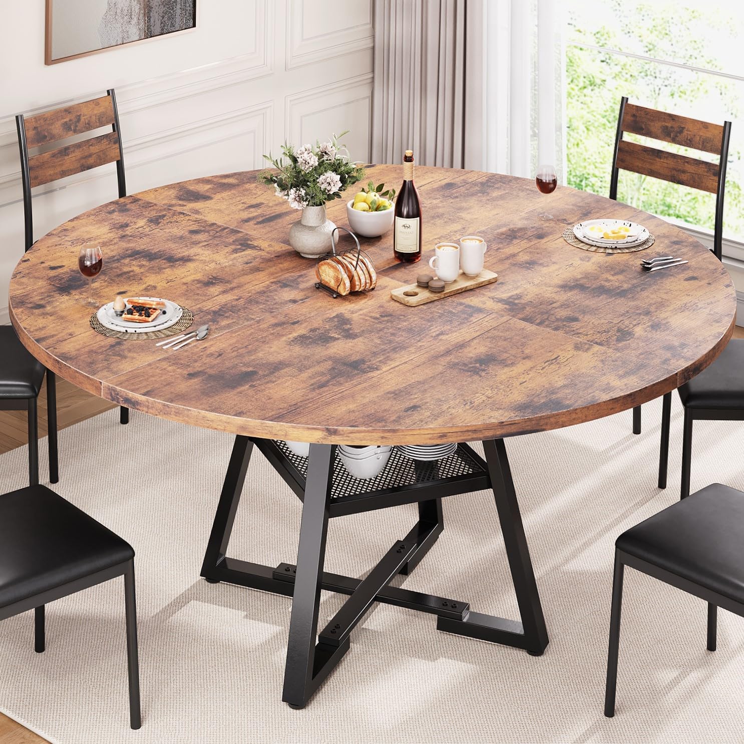 Jocoevol 51'' Round Dining Table for 6,Kitchen