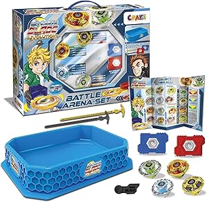 CRAZE BLADE XXL Battle Set 4er Blade Metall Kampfkreisel inkl. Zubehör Kampfarena, Arena Kreisel für Kinder Burst Kreisel spielzeug jungen 32800