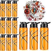 Gerrii 12 Pcs Water Bottles Water Bottles Bulk 20 oz Snap Lid Reusable Bottles 100 Pcs Stickers Helmet Award Decals Gift Stuff(Stainless Steel, Basketball Style)
