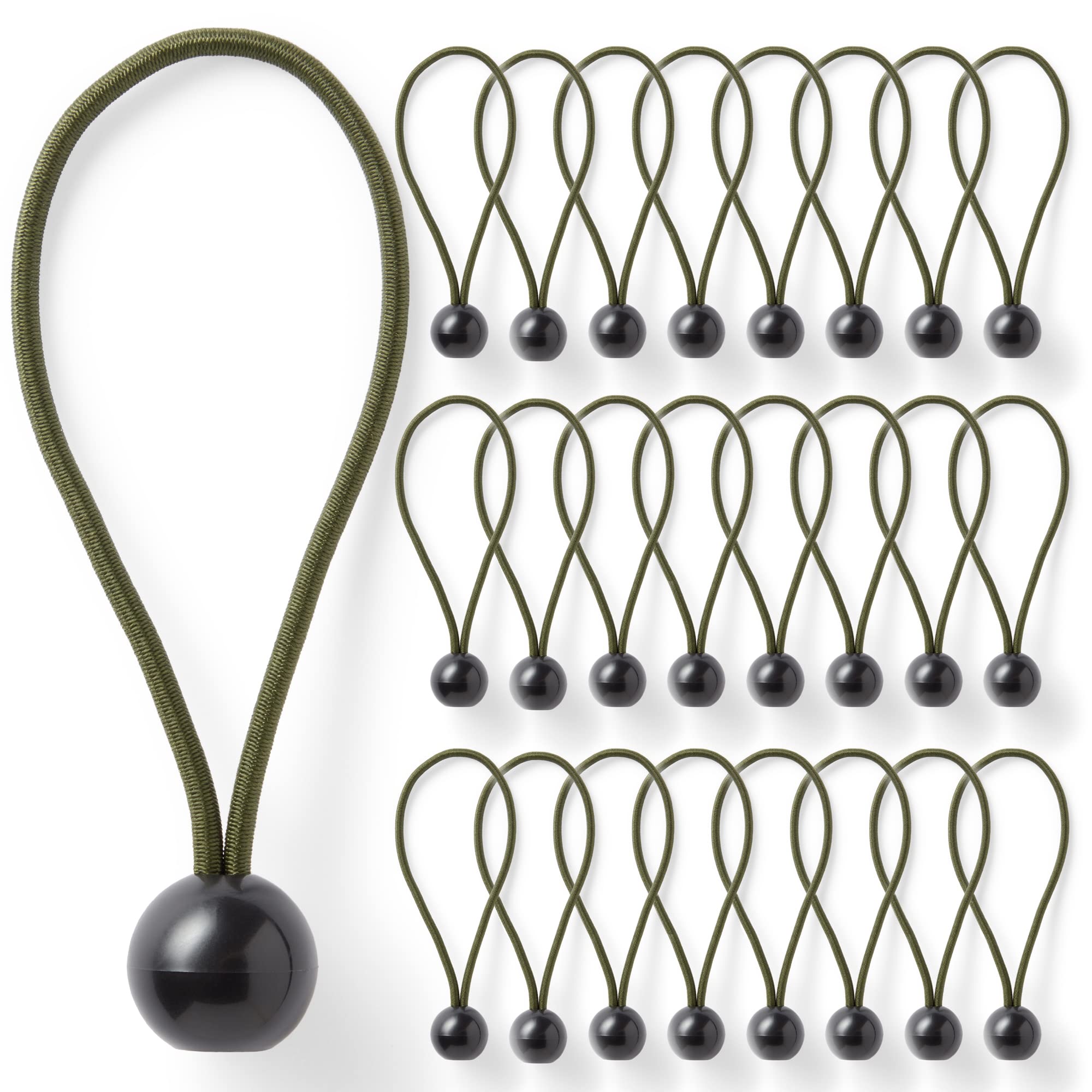 Pluvios - Heavy Duty Bungee Cords with Hooks - 10 Pack – Choice of Sizes - Multi-Purpose Elastic Bungee Straps for Luggage, Roof Racks, Camping - Weatherproof & UV Resistant (6" (15CM) - Green)