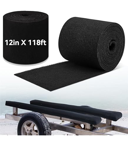 Boat Trailer Bunk Carpet Roll - 12 Inches Wide X 100 Feet Long, 8mm Thick Black Polyester