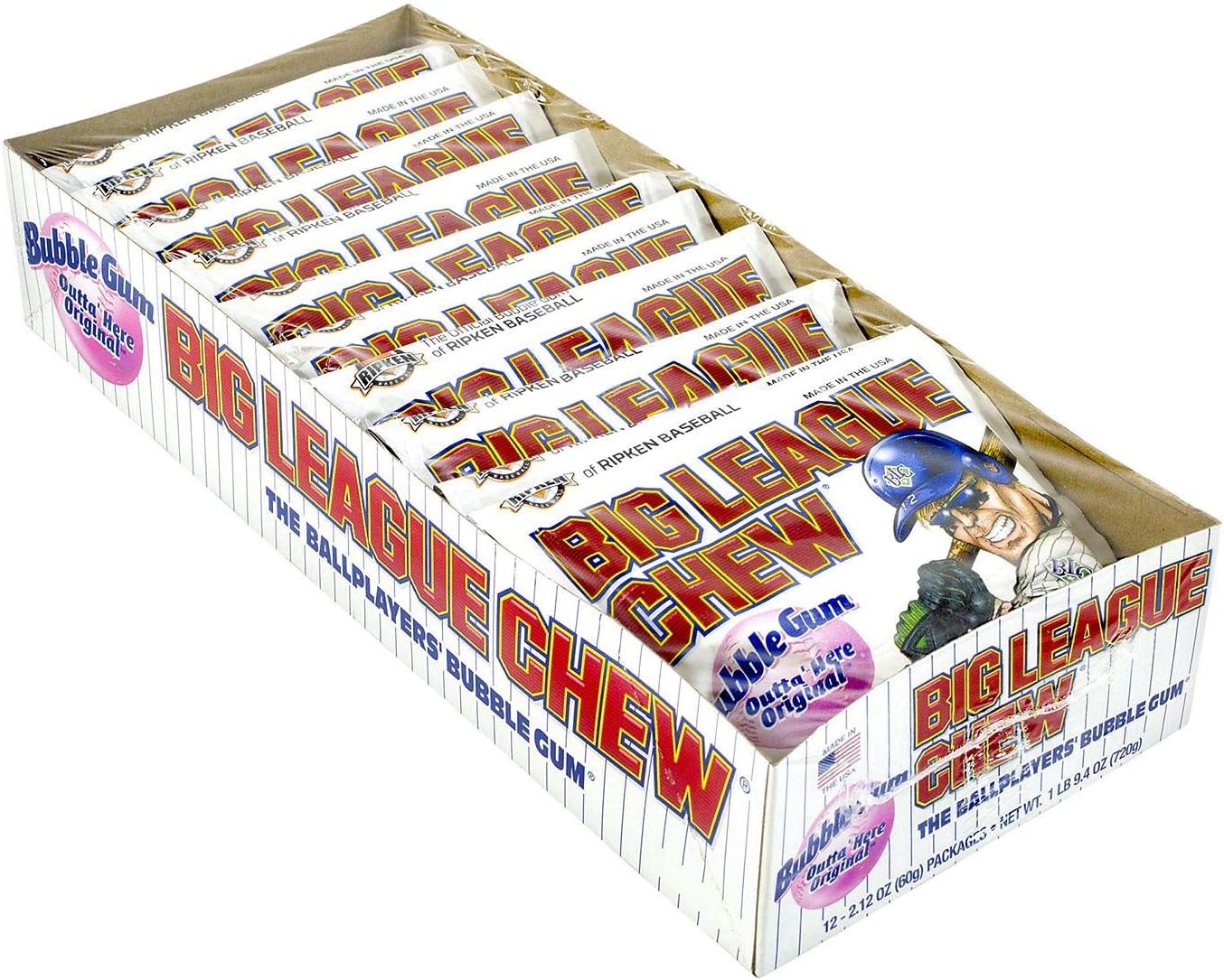 Big League Chew - Original Bubble Gum Flavor + 80pcs Individually Wrapped Gumballs + Baseball Dugout Team Rally Bucket + Perfect for Games, Concession Stands, Picnics and Parties pack of 2