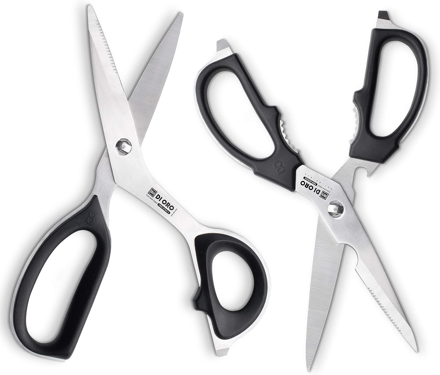All-New Di Oro 2-Piece Stainless Steel Kitchen Scissor Set - Heavy-Duty Come-Apart Kitchen Shears for Poultry, Meat, Herb Cutting and More - Multi-Purpose and Offset Scissors - Dishwasher Safe