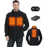 HEWINZE Men's Heated Jacket with Battery Pack 7.4V,Lightweight Warm Heated Coat for Men with Detachable Hood