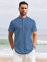 COOFANDY Men's Henley Shirt Short Sleeve Band