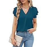 Blooming Jelly Womens Dressy Casual Shirts Short Sleeve V Neck Work Blouse Business Casual Summer Tops 2026