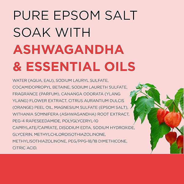 DR TEAL’S FOAMING BATH WITH PURE EPSOM SALT, ASHWAGANDHA, 34 FL OZ (PACK OF 4)