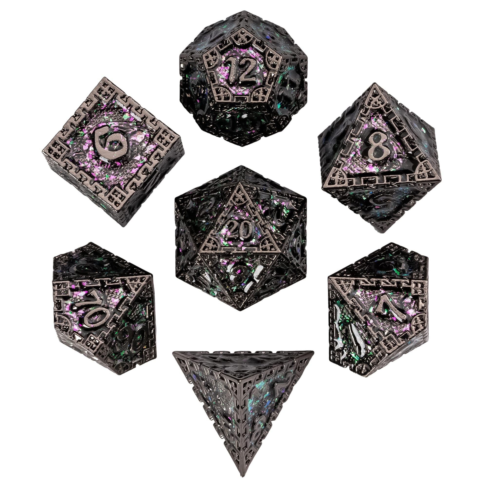 Cusdie Metal DND Dice Set, 7 Pcs Metal Dice, Dragon Scale Polyhedral D&D Dice Set, for Dungeons and Dragons Role Playing Game
