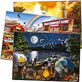 QUOKKA Puzzles for Adults 1000 Pieces and Up - 3 Pack of 1000 Piece Puzzles for Kids Ages 8-10-12 - Enjoy Market, Lighthouse 