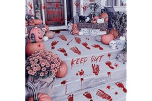 BCUEIDO 105 Pcs Bloody Halloween Decorations Bloody Footprints Floor Stickers Handprint Window Stickers Halloween Indoor Outdoor Wall Window Floor Stickers Decals (10 Sheets)