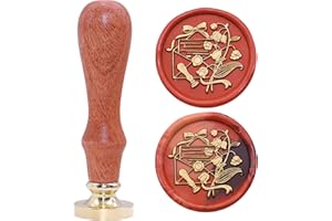 ZRCHLS Envelope Wax Seal Stamp, 25mm Brass Wax Stamp Head with Wooden Handle, Vintage Sealing Wax Stamp Suitable for Making Wax Seals to Decorate Envelopes, Letters, Invitations, Cards, Gift Wrap