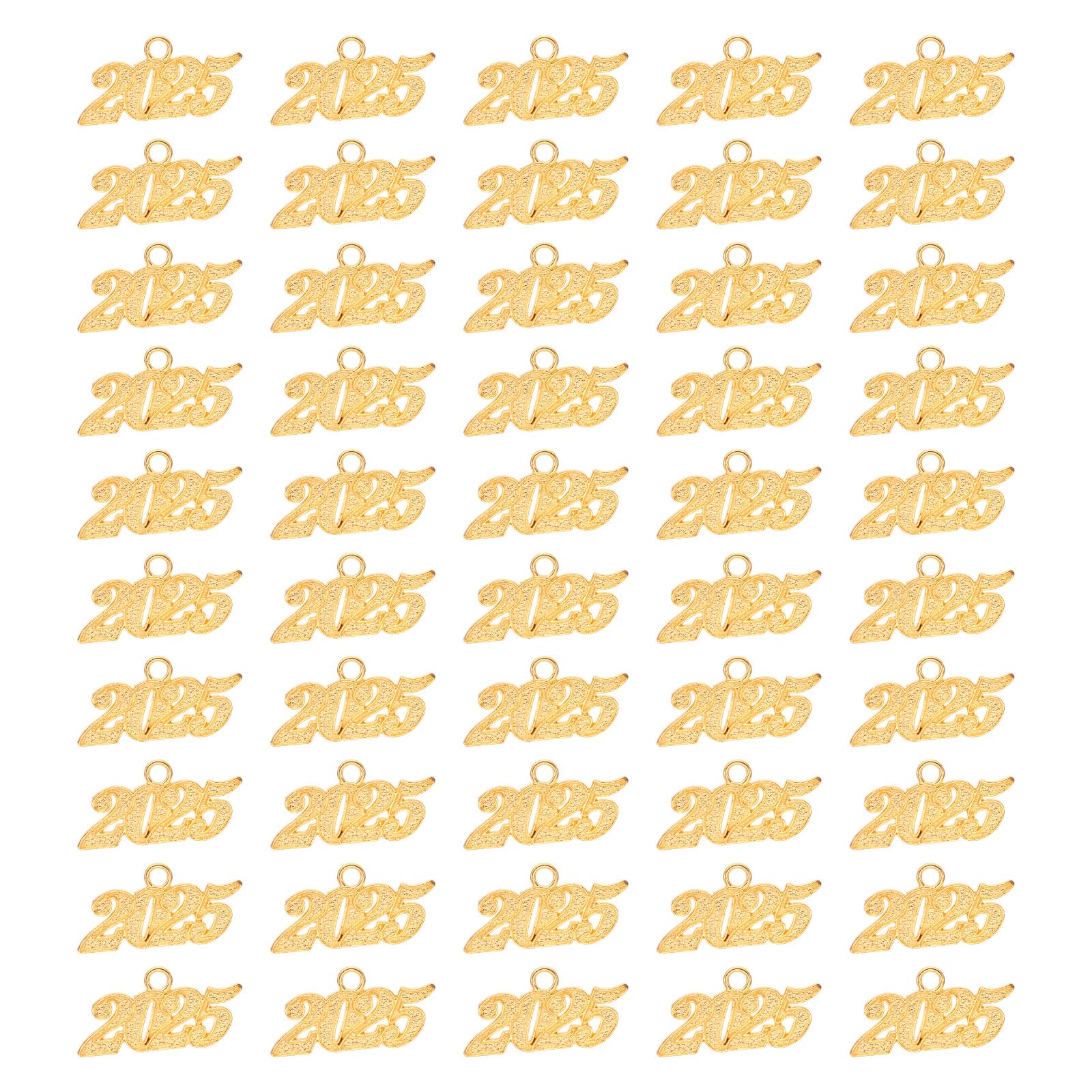 PATIKIL 2025 Graduation Tassel Charm, 50 Pcs Alloy 2025 Year Large Letter Charm for Graduation Tassel Graduation Cap Necklace Pendant DIY Key Making, Gold