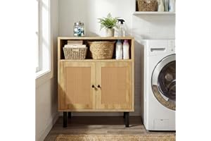 DongRong Rattan Small Coffee Bar Cabinet, Kitchen Storage Sideboad,Bathroom Corner Floor Bathroom Cabinet with Adjustable She