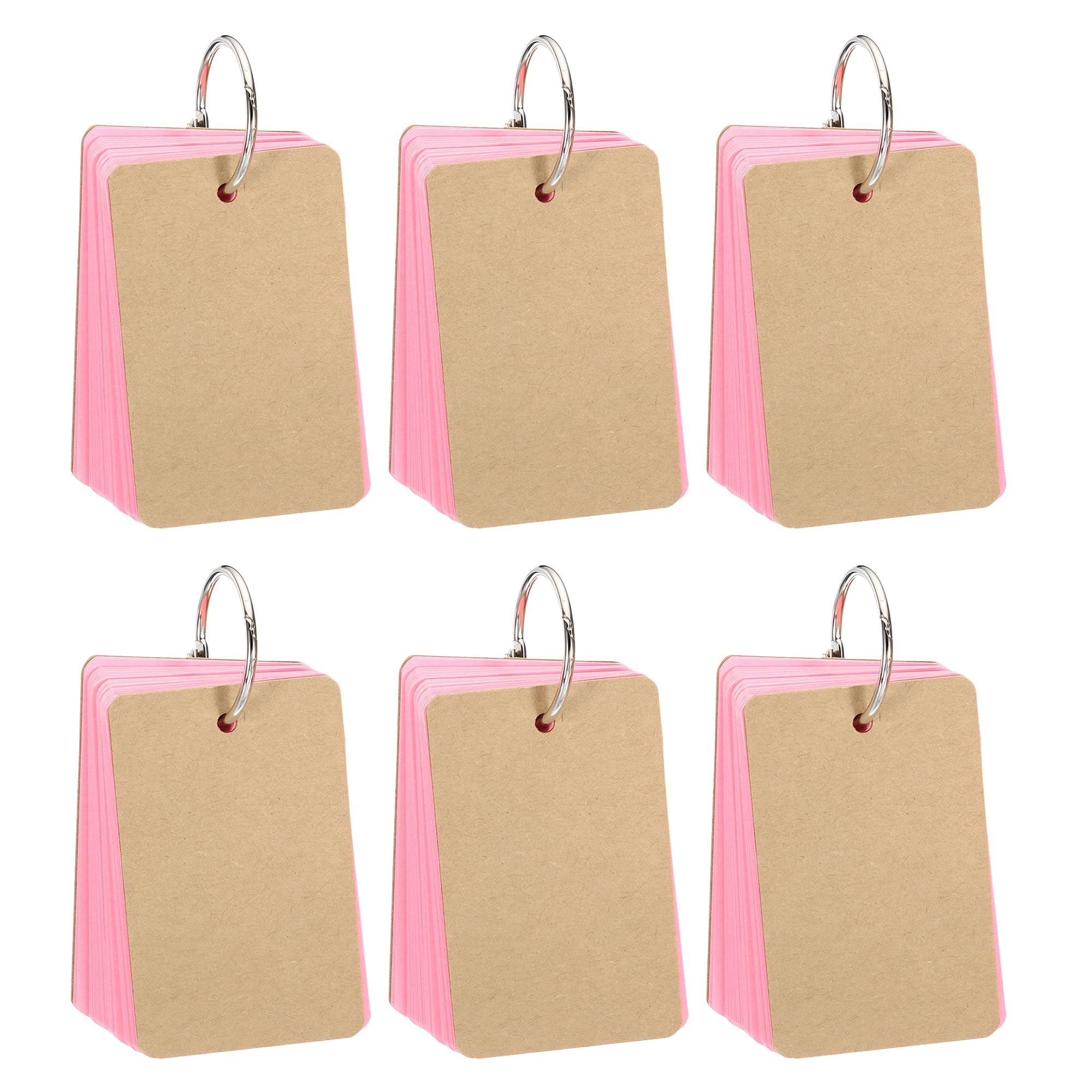 YOKIVE 300 Pcs Blank Flash Cards for Studying, Index Note Cards with Ring, Easy Flip, Great for Studying Bookmark Learning (Pink, 3.5 x 2-Inch)