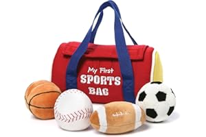 Baby GUND My First Sports Bag Stuffed Plush Playset, Baby Gift Toys for Boys and Girls Ages 1 & Up, 5 Piece, 8"