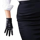 DooWay Women's Short Dress Leather Gloves for Evening Costumes Daily Faux Leather PU 21cm