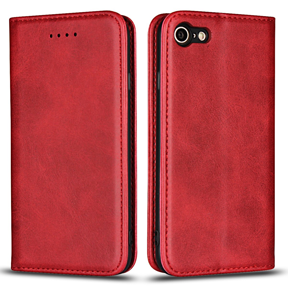 Copmob iPhone 7/8/SE2/SE 2020, Flip Wallet Leather Case [3 Slots] [Stand Function] [Magnetic Closure] Flip Case Cover for iPhone 7/8/SE2/SE 2020 - Red