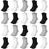 ZERULETS 20 Pairs Toddler Kids Crew Socks - Boys Girls Athletic Mid Calf Cut for School, 1-13 Years