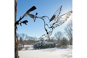 Renovatio Metal Bird Decor, Hummingbird Gifts for Mom Enchanting Hummingbird Decoration, Metal Wall Art, Outdoor Tree Ornaments – A Unique Garden & Yard Decor (Black)