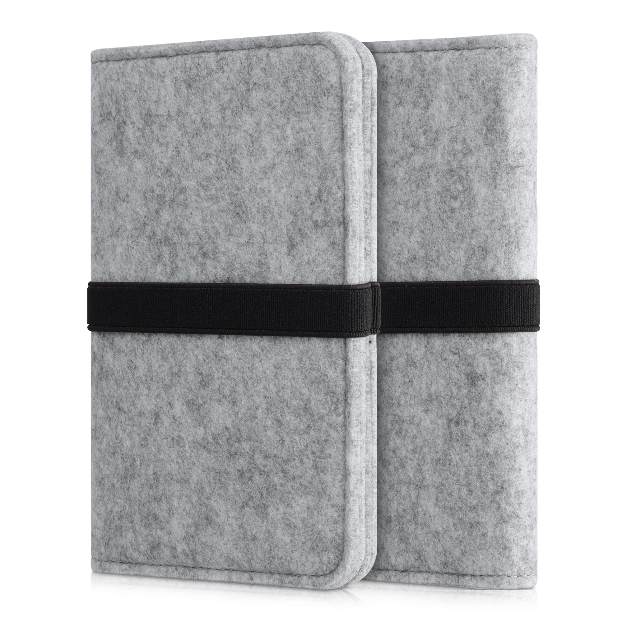 kwmobile Felt Cover Compatible with M - 5.5" - Fabric Case with Elastic Band and Slot for Universal Fit - Light Grey/Black