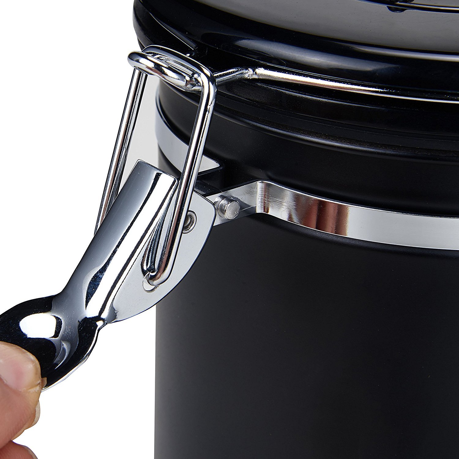 Movaty Kaffeedose Luftdicht,Kaffeebehälter,Kaffeedose Edelstahl Aromadose Vorratsdose Vakuum Dose für Kaffeebohnen, Pulver, Tee, Nüsse, Kakao(Schwarz, 500g)