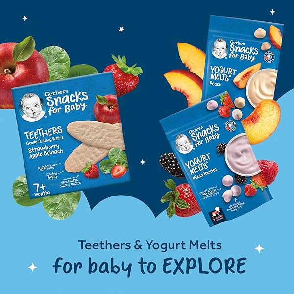 GERBER STAGE 3 BABY SNACKS DISCOVERY PACK, YOGURT MELTS, TEETHING WAFERS, 6PK