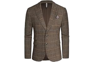 PJ PAUL JONES Men Tweed Blazer Wool Herringbone Sport Coat Jacket Vintage Blazers Suit Jackets