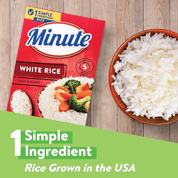 MINUTE WHITE RICE, INSTANT WHITE RICE FOR QUICK DINNER MEALS, 14-OUNCE BOX