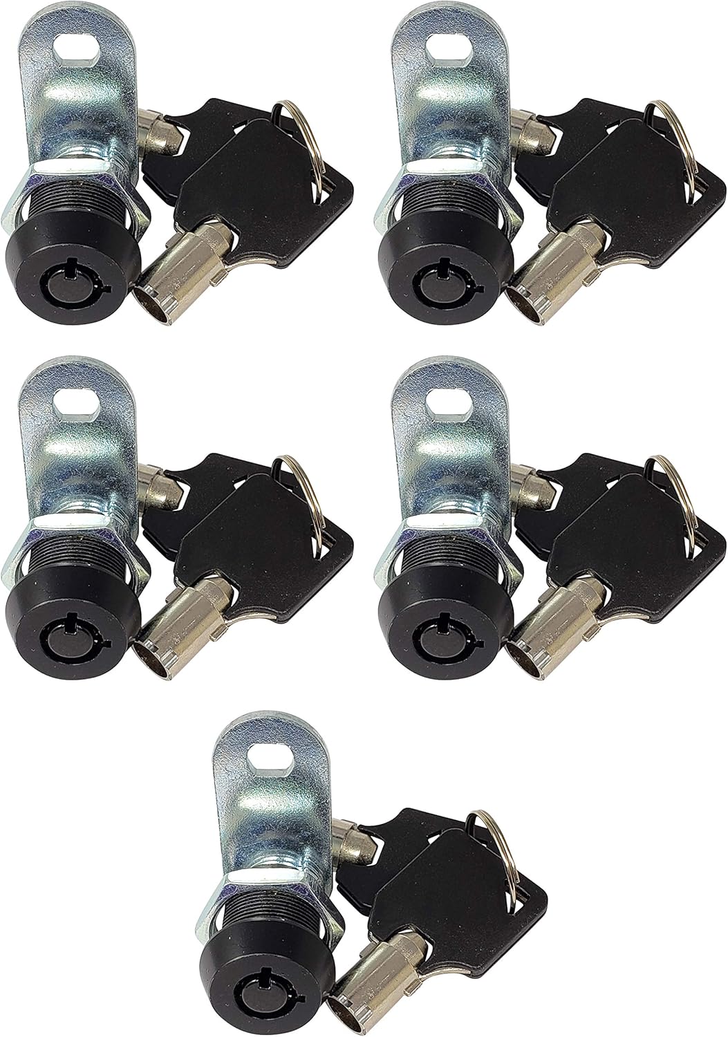 Admiral Locks Tubular Cam Lock, Keyed Alike Removable Key (5/8 Inch 90°, Black Pack of 5)