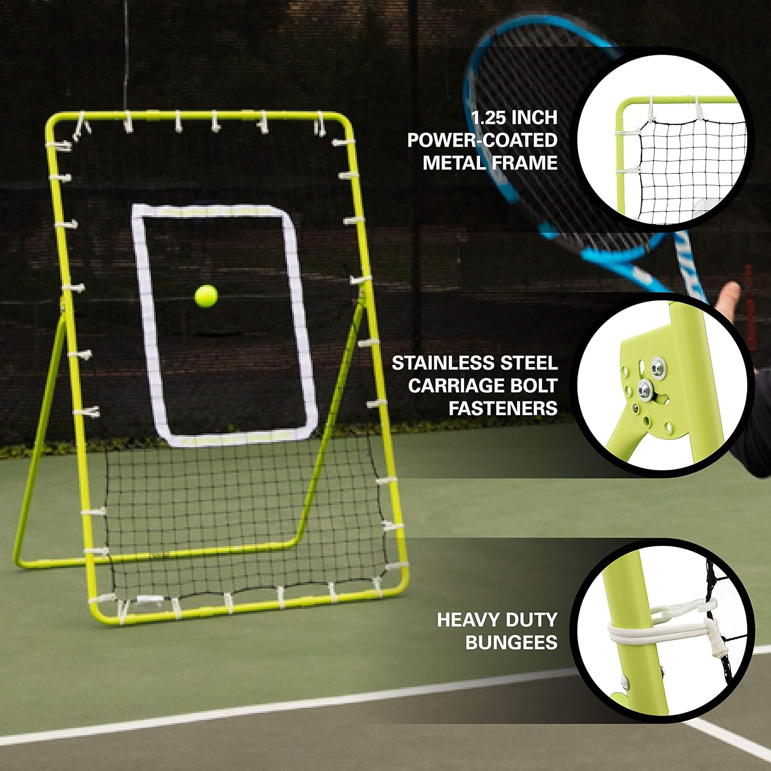 Rukket Tennis Practice Rebounder Net | Rebound Wall for Tennis & Racquet Sports Ball | Portable Backboard for Indoor & Outdoor Training : Sports & Outdoors