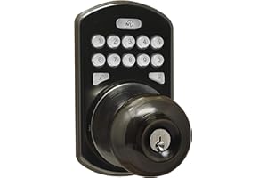 MiLocks CKK-02AQ Titan Keyless Entry Door Lock - Deadbolt Smart Door Knob Handle with Backlit Electronic Keypad, Adjustable Latch and Audible Tones for Interior Front Doors & More, Antique Brass