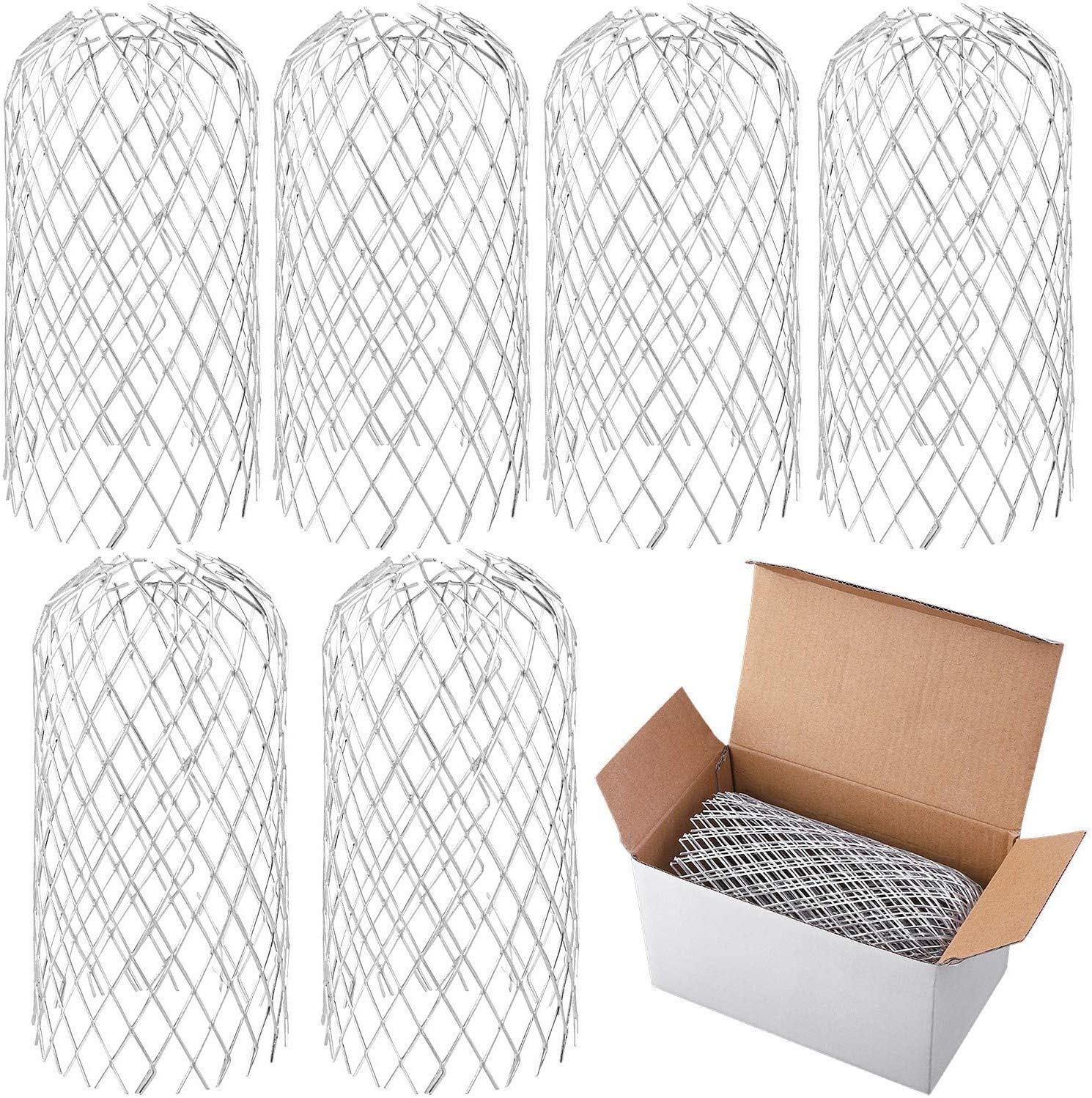 KAHEIGN 6Pcs Metal Gutter Guards, 4.5-8.5cm Expandable Screen Filter Strainer Leaf Gutter Strainer Downpipe Covers for Stopping Blockage Leaves Moss Muck Mud Balls