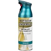 Rust-Oleum Universal All Surface Metallic Spray Paint, Turquoise | Interior/Exterior, Fast Dry, Rust Preventive, Strong Adhesion, Patented Comfort Trigger Sprays from Any Angle, 11 oz