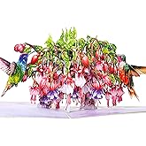 HEARTAGS- Pop Up Birthday Card for Women, Mom, Wife, 3D Popup Hummingbird Flower Pop Up Anniversary Card, Birthday Gift for Sister, Daughter, Grandma, Includes Envelope And Message Note, Size 6 x 8 In