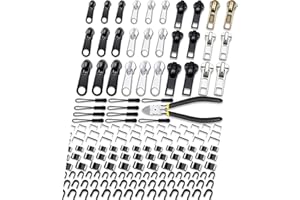 KOSOEUR Zipper Repair Kit (159 Pieces), Zipper Replacement Kit, Replacement Zippers Slider, Universal Zippers Fix Repair for Jacket, Coat, Backpack, Luggage, Suitcase (#3#5#8)