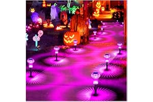 Priddop Solar Garden Lights Outdoor 8 Pack Solar Pathway Lights Outdoor Waterproof Mushroom Shape Outdoor Solar Lights for Yard Landscape Patio Garden Halloween Decor (Purple)