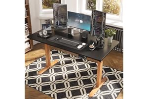 Monomi Electric Standing Desk, 55 x 28 inches Height Adjustable Desk, Ergonomic Home Office Sit Stand Up Desk with Memory Preset Controller (Black Top/Dark Wood Grain Frame)