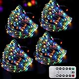 Bright Zeal 66 Ft 200 LED Multi Colored Fairy Lights Battery Operated with Remote Timer - 8 Mode Starry String Lights Multico