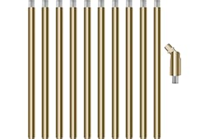 MAYOMAJO 10 Pieces 12-inch Extension Poles M10 Threaded Lighting Fixture Downrods Stems & 180 Degrees Sloped Ceiling Adapter Kits for Pendant Light, Island Lighting, Chandeliers (Brass)