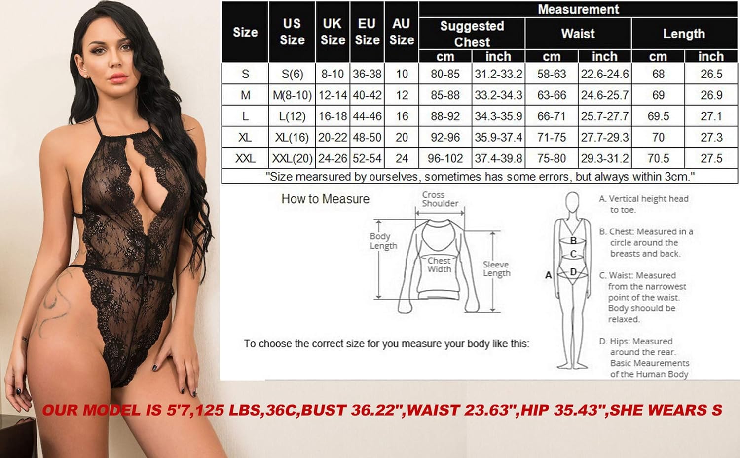 Avidlove Lingerie for Women Teddy One Piece Lace Babydoll Bodysuit: Clothing
