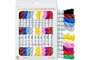 COLORED BIRD Mercerized Pearl Cotton Crochet Needlepoint Thread,Size 5, 12 skeins,12 Mixed Colors,21 M/Skein