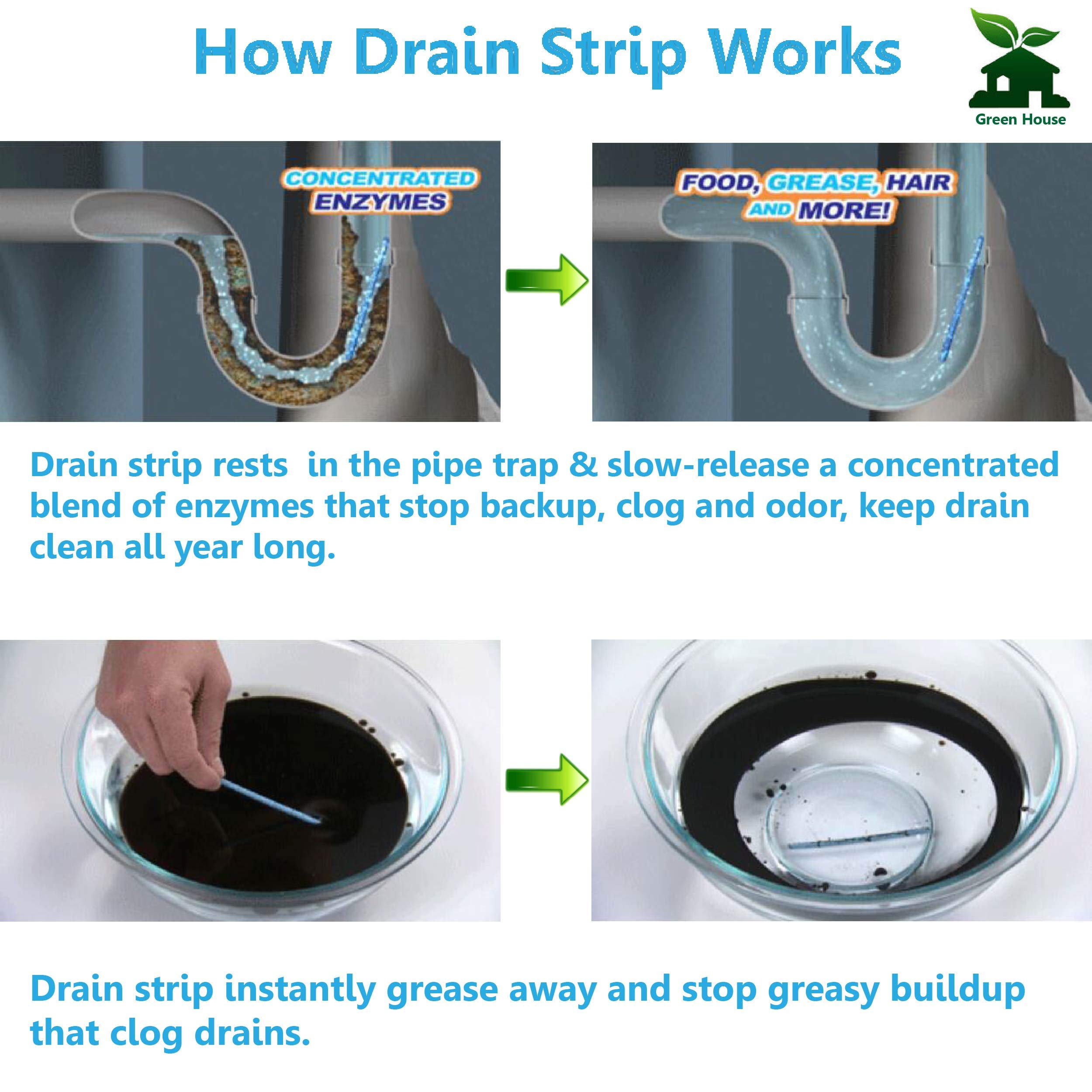 Drain Deodorizer Sticks Drain Sticks Drain Cleaner Sticks Drain Stix Original Blue Unscented Non-Toxic for Kitchen Bathroom Sinks Septic Tank Safe As Seen On TV 24 Pcs