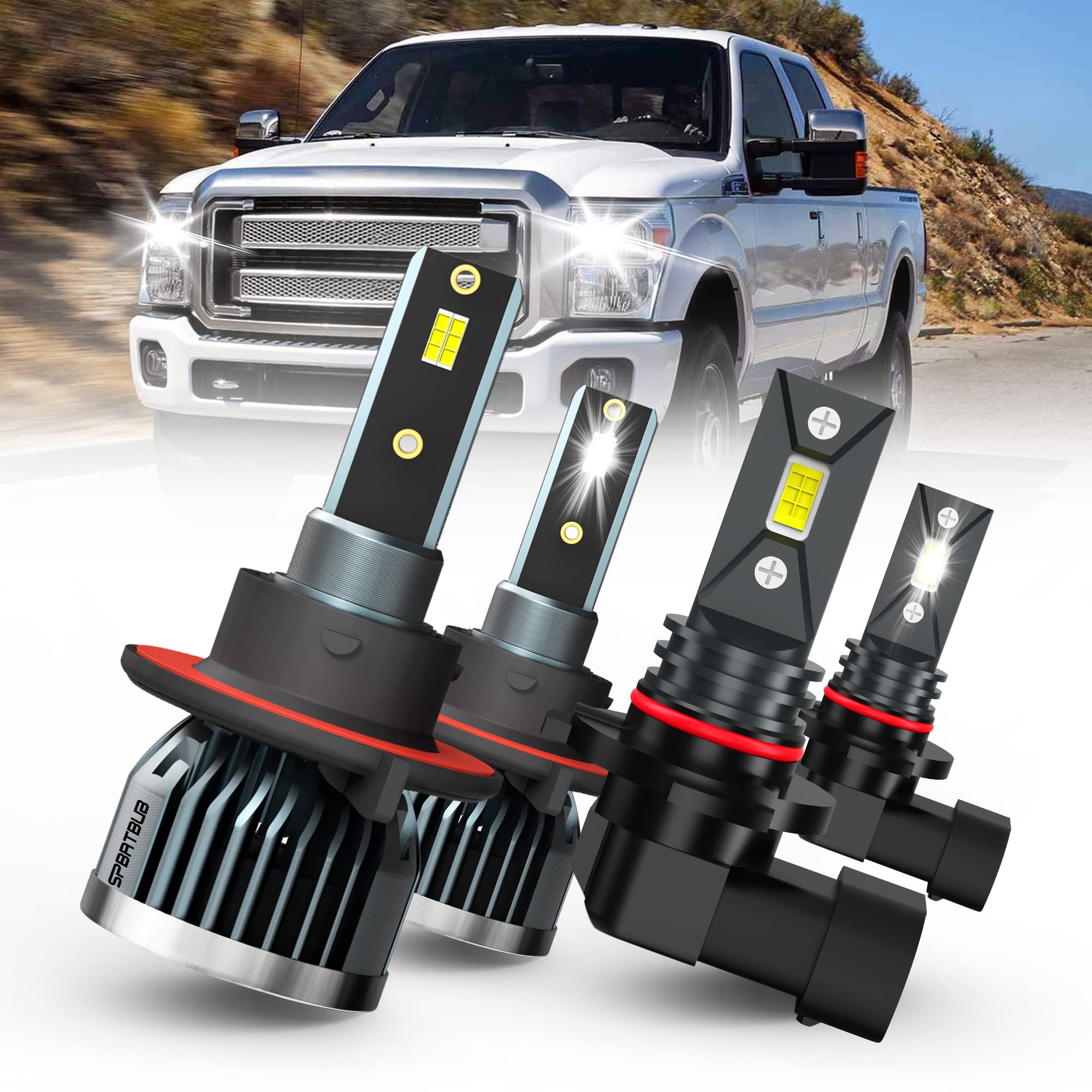 Photo 1 of SPBRTBUB fit for (2005-2020) FORD F-250 / F-350 / F-450 / F-550 LED Bulbs combo, 9008/H13 High & Low Beam + 9145 LED Fog Light Bulbs, Pack of 4