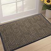 XADP Front Door Mat 47"x32" Indoors Outdoors Welcome Mats, Waterproof Non-Slip Rubber Backing Heavy Duty Doormat Outside Entrance, Low Profile Entryway Rugs Floor Mat for Patio, Pattern B Brown