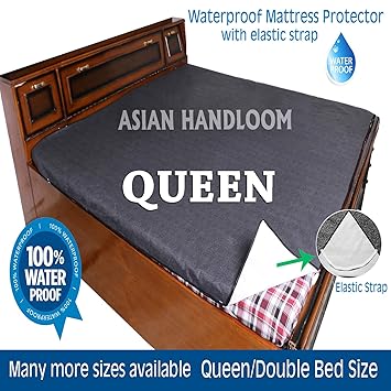 ASIAN HANDLOOM Waterproof Mattress Protector Cover with Elastic Strap (72 x 60 Inch, Multicolour)