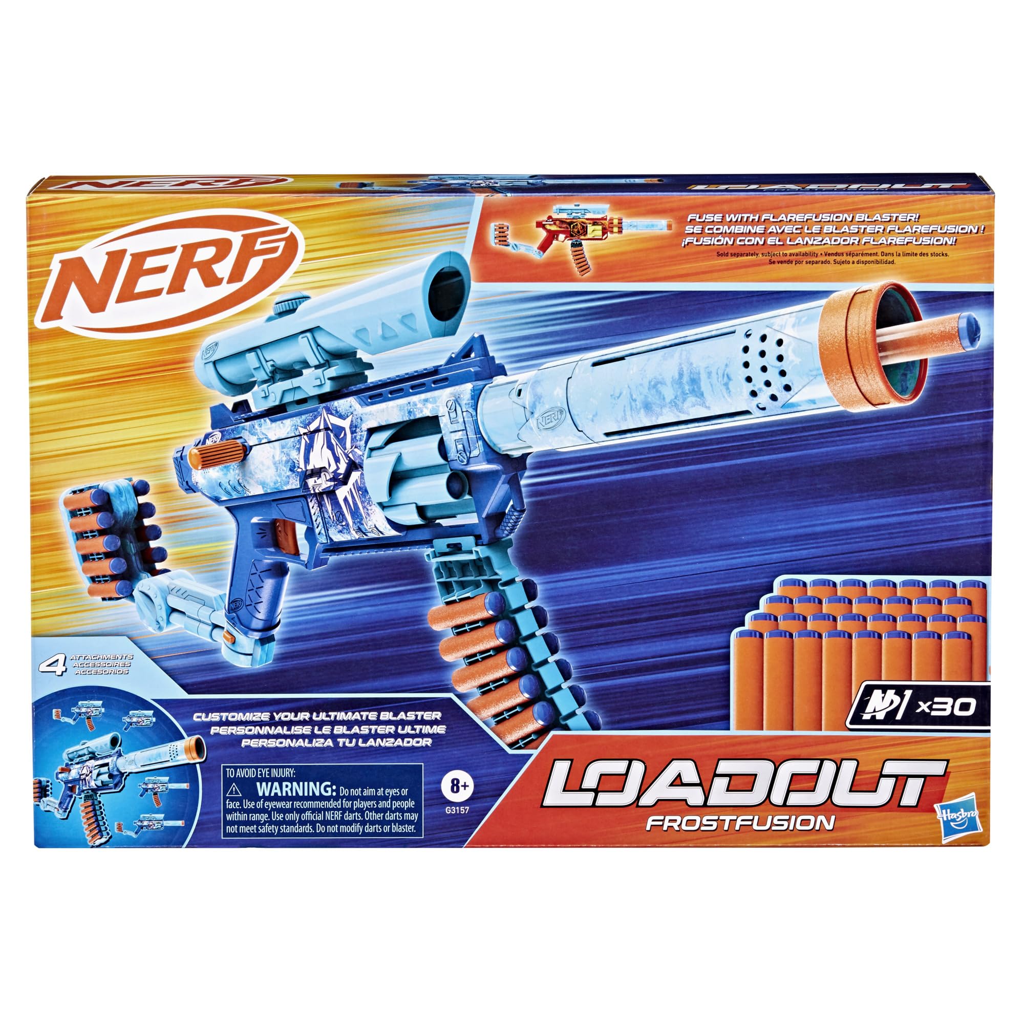 Nerf Loadout FrostFusion Blaster, 4 Interchangeable Attachment Accessories, 30 Nerf N1 Darts, Kids Toys & Gifts, Ages 8+ (Amazon Exclusive)