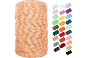 Macrame Cord, BYWORLD 3mm Cotton Rope 220 Yards(200m) Twine String, 100% Natural Cotton Colored Macrame Rope for Macrame Kit, Plant Hangers, Wall Hanging, Christmas or Wedding Decorative(Brick Red)