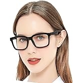 AEZUNI Large Square Reading Glasses Women Trendy Readers 1.0 1.5 2.0 2.5 3.0 3.5 (Black, 1.50)