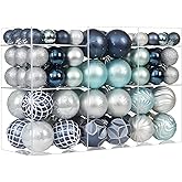 100pcs Blue Silver Christmas Balls Ornaments Tree Decorations Set