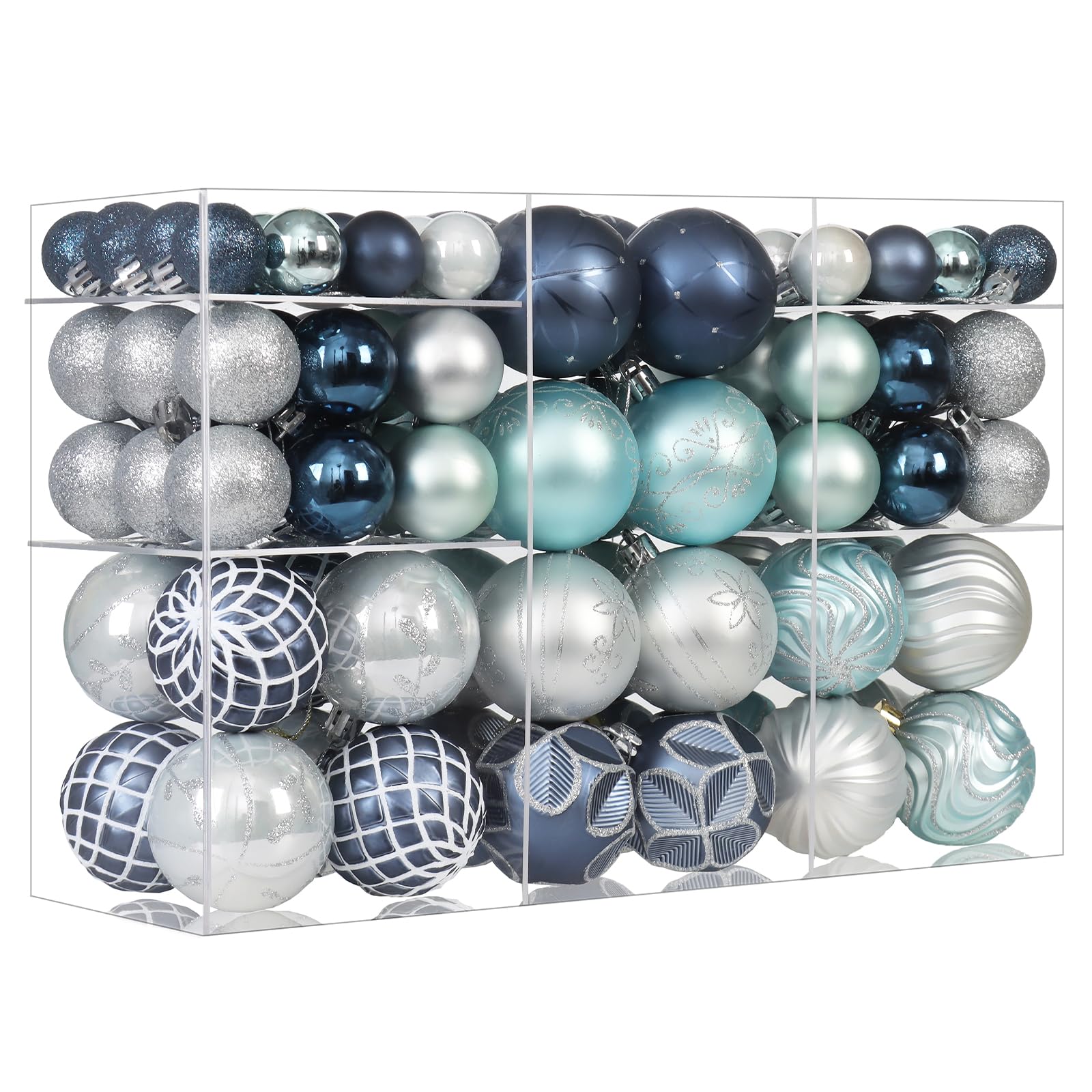 Photo 1 of 100pcs Blue Silver Christmas Balls Ornaments Tree Decorations Settled